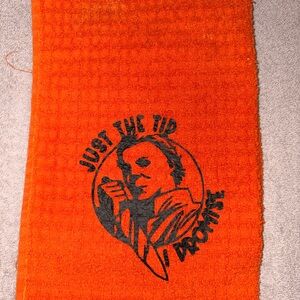 Orange Towel with Black Graphic